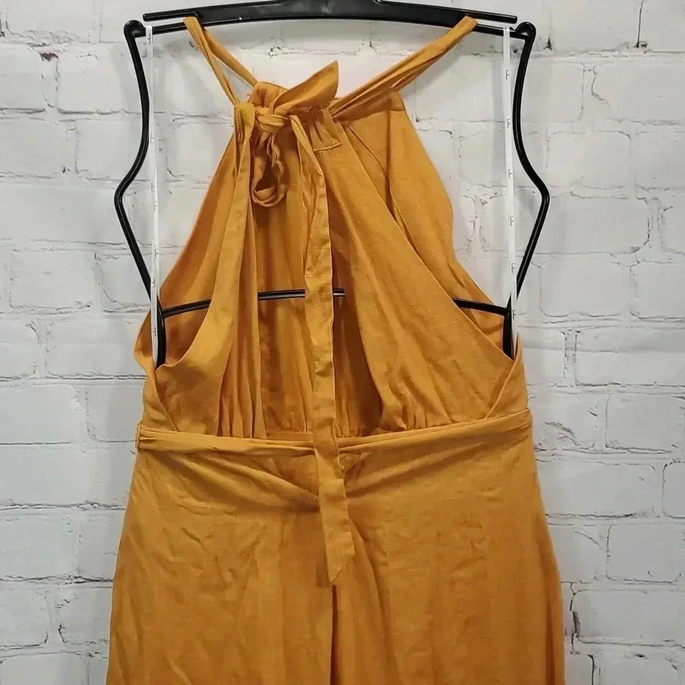 Lulus Reach for Radiance Marigold Halter Wide-Leg Jumpsuit Size M NWT - Picture 8 of 14